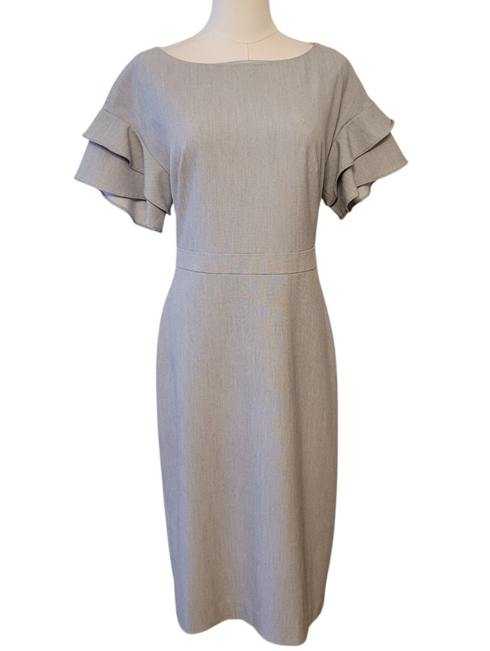 Banana Republic‎ Gray Ruffle Sleeve Sheath Dress Size 6